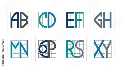 Quadro su tela Letters and Alphabet Characters Design.