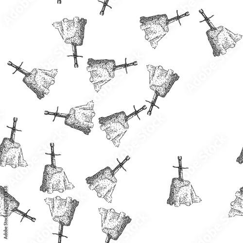 Foto seamless pattern myth sword stone hand drawn