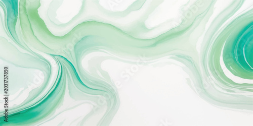 Abstract swirling light green and white marbled background with smooth waves color marbled effect fluid art organic pattern liquid texture design element abstract background