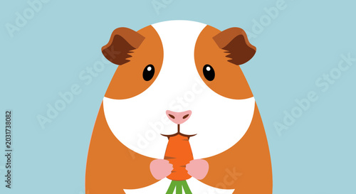Принти на полотні Cute Guinea Pig Holding Carrot.