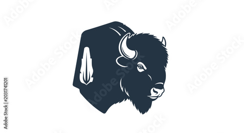 Bison Head Silhouette Logo Icon, Wild Animal Vector Art