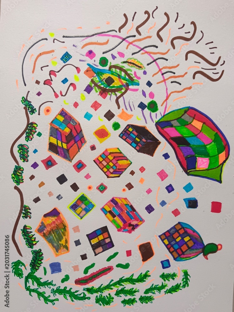 Naklejka premium hand drawn childish illustration of an abstract background