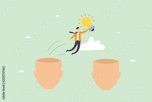 Knowledge Transfer and Shared Ideas Flat Vector Illustration