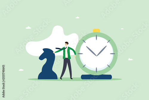 Strategic Time Management and Business Planning Flat Vector Illustration