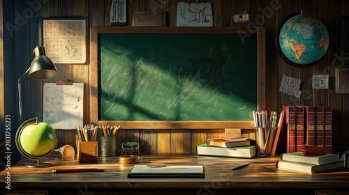 Vintage Classroom Desk, Sunlight, Study,  Background