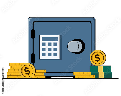 Quadro su tela safe money box security money deposit locker vector illustration