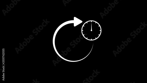 40 Minutes Clock Animation with Circular Arrow Loop and Black Background for Time Management and Deadlines.Animation video time