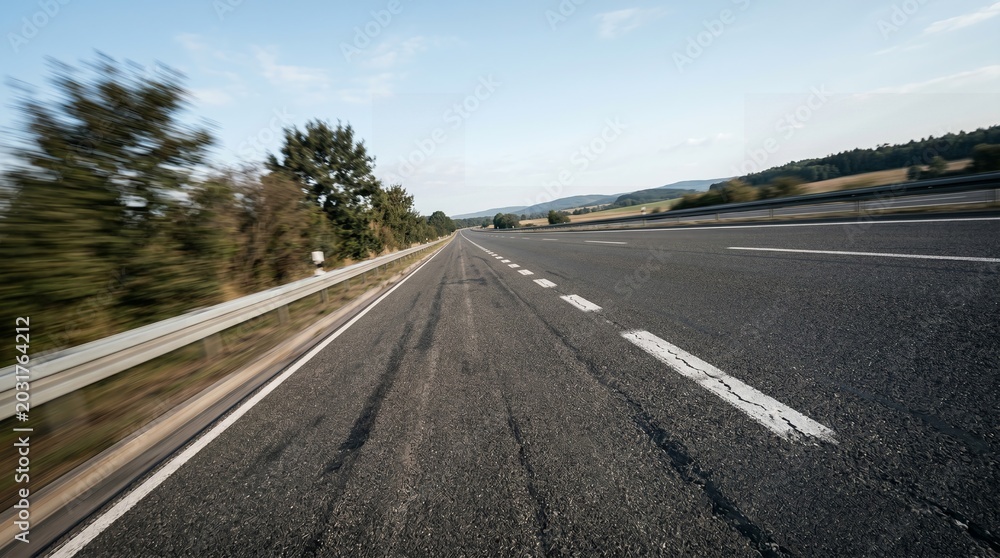 Fototapeta premium Empty Highway Road With Motion Blur Perspective
