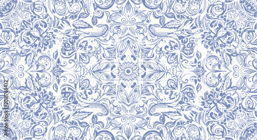 Konstfotografi Blue Floral Pattern Design