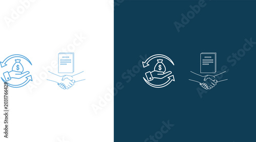 Foto Financial agreement and exchange icons