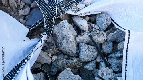 Slika na platnu Construction waste, debris and garbage discarded on a public city street