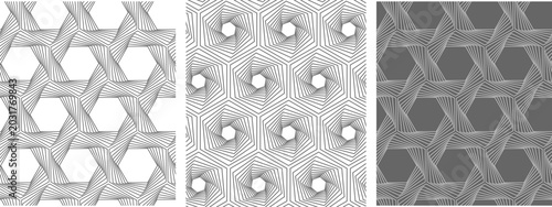 Fotografie Geometric hexagonal seamless pattern set