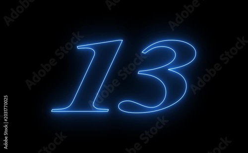 20 second Countdown neon Futuristic neon countdown timer from 20 to 0 seconds, counting down seconds neon number with black background