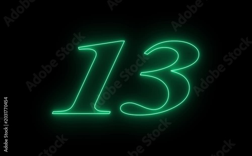 20 second Countdown neon Futuristic neon countdown timer from 20 to 0 seconds, counting down seconds neon number with black background