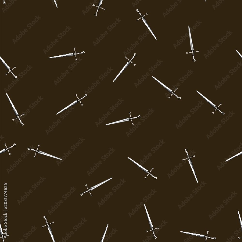 Obraz premium seamless pattern knight medieval sword cartoon. old handle, war iron, ancient metal knight medieval sword sign vector