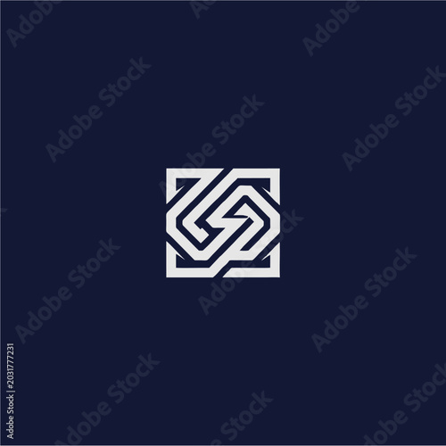 Modern Geometric Monogram Vector Logo Design with Abstract Symmetrical Shape