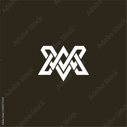 Geometric Monogram Logo Blueprint with Symmetrical Vector Construction Design