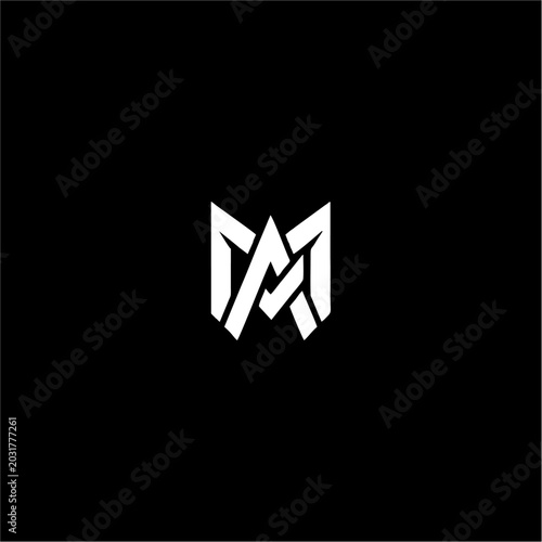 Modern MA Monogram Logo Vector Mockup on Office Desk