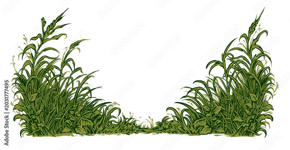 Fototapeta premium Green herbal plant frame with rosemary leaves and branches vector illustration of fresh organic garden herbs and nature border design