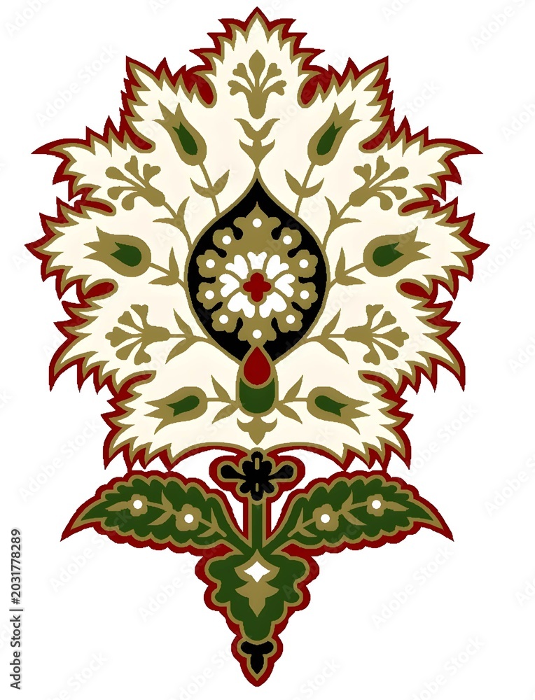 Fototapeta premium Intricate floral medallion design illustration with stylized elements white background medallion illustration intricate stylized traditional embroidery ornament