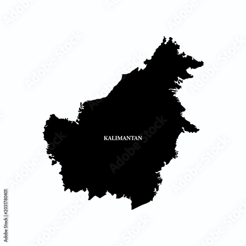 Vector Illustration of Line Art Map of Kalimantan Island