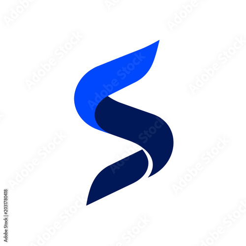 Obraz na płótnie Abstract blue ribbon letter s logo design