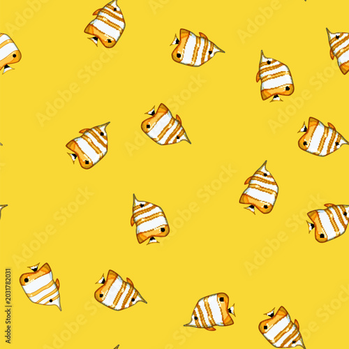 Fotografía seamless pattern saltwater exotic fish cartoon