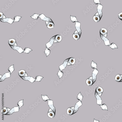 Bild auf Leinwand pattern bathroom toilet paper roll hand drawn