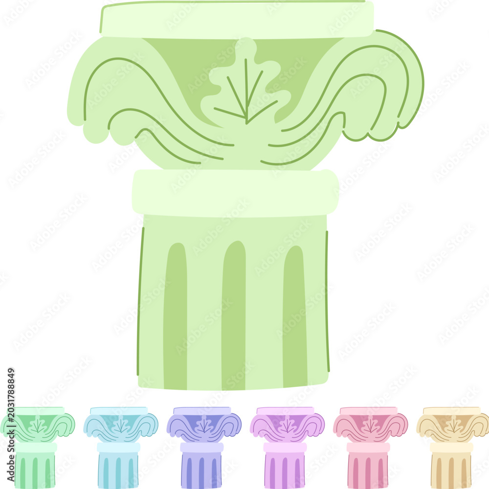 Fototapeta premium roman column ancient cartoon. antique building, architecture greece, rome sculpture roman column ancient sign vector
