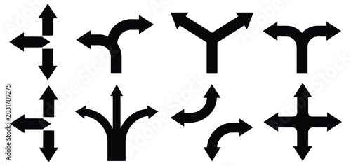 Foto Road Direction Arrow Sign Set Vector Illustration Featuring One Way, Two Way and