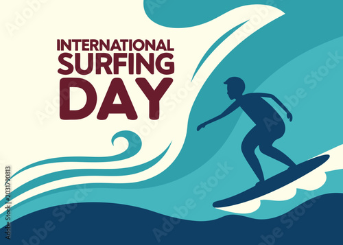 Photography International surfing day illustration with surfer on wave  surfing sport activi