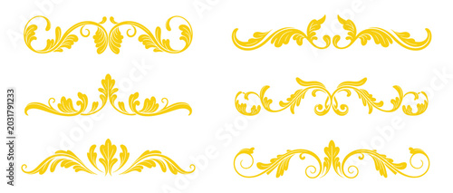 Tableau sur toile Golden Baroque Decorative Ornament Vector Collection with Luxury Floral Frames,
