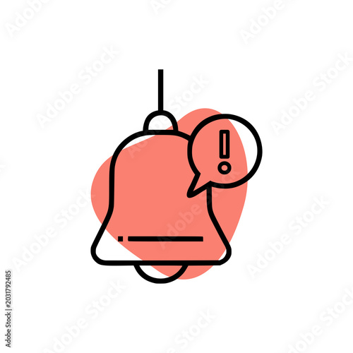 Bell notification alert symbol icon, flat vector, PNG