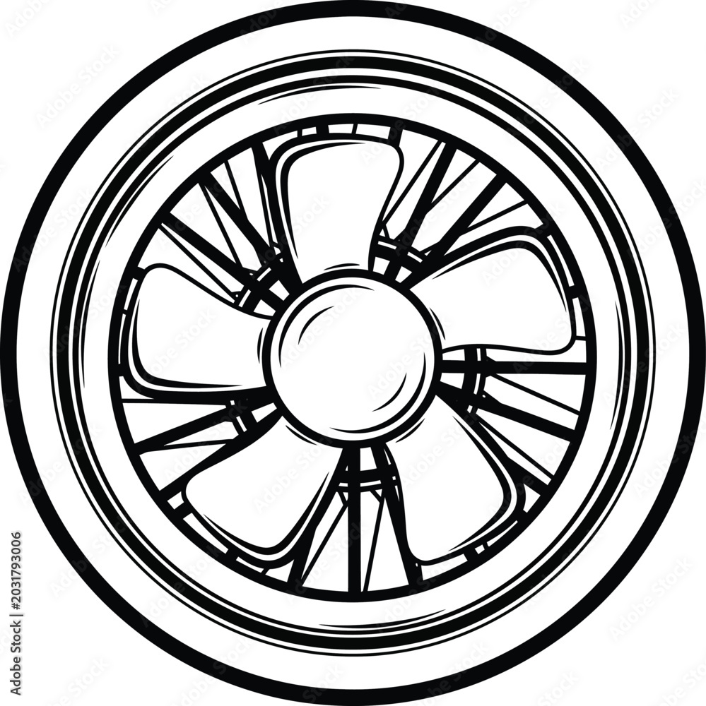 Obraz premium Detailed illustration of a car wheel.