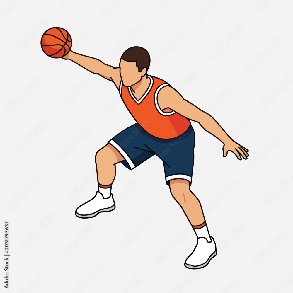 Naklejka premium Man playing basketball with ball.