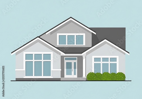 Modern Suburban House Exterior Vector Illustration