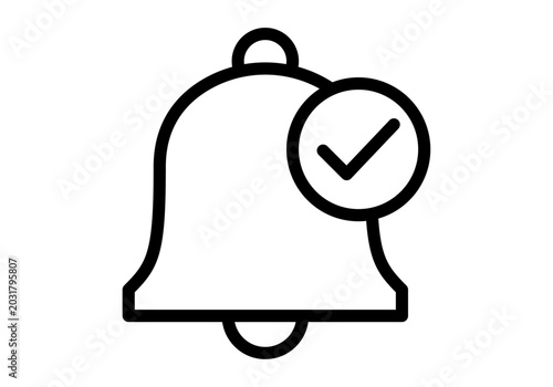 Photos Icono lineal de campana de notificación con una marca de verificación para alert