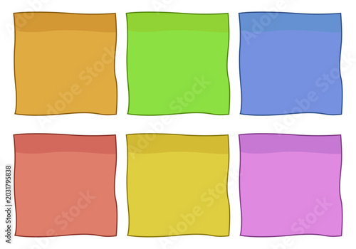 Photos Colección de notas adhesivas cuadradas de colores con bordes ondulados