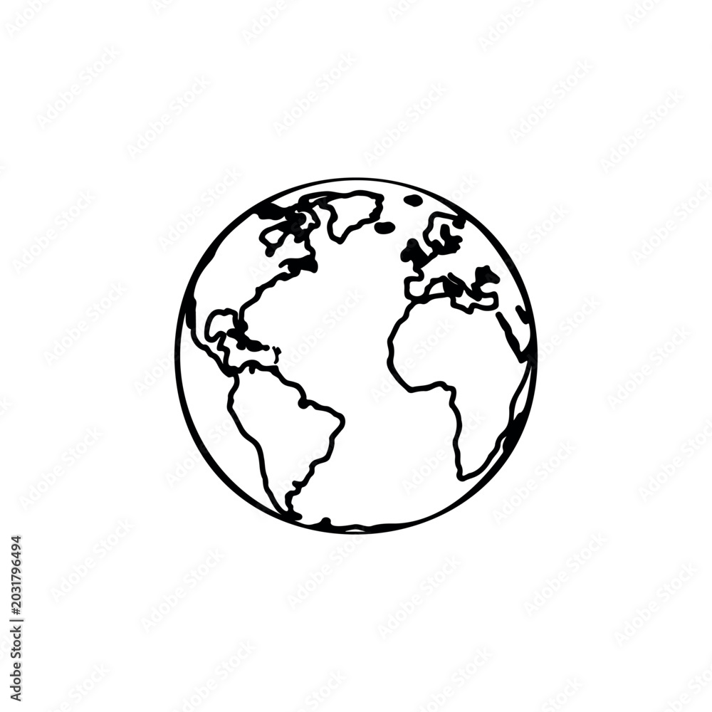 Obraz premium Planet Earth silhouette icon vector illustration on white background.