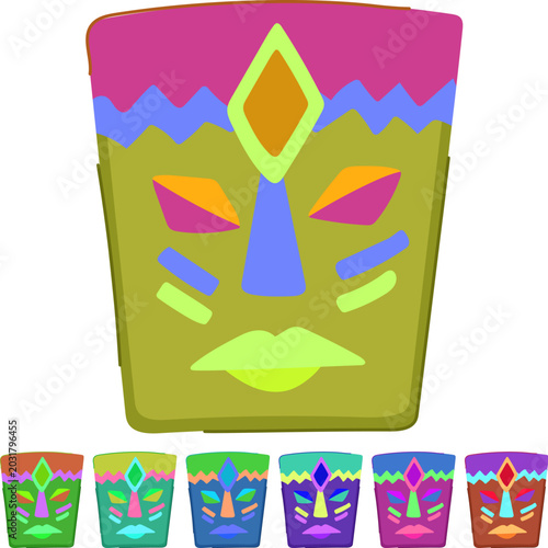 Tableau sur toile tiki tribal mask cartoon