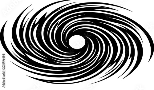 Fotografie Flat vector hurricane satellite perspective icon with blue swirling cyclone stor