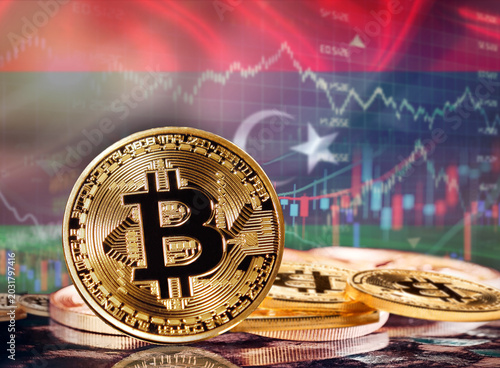 Foto Bitcoin with Libyan flag in the background