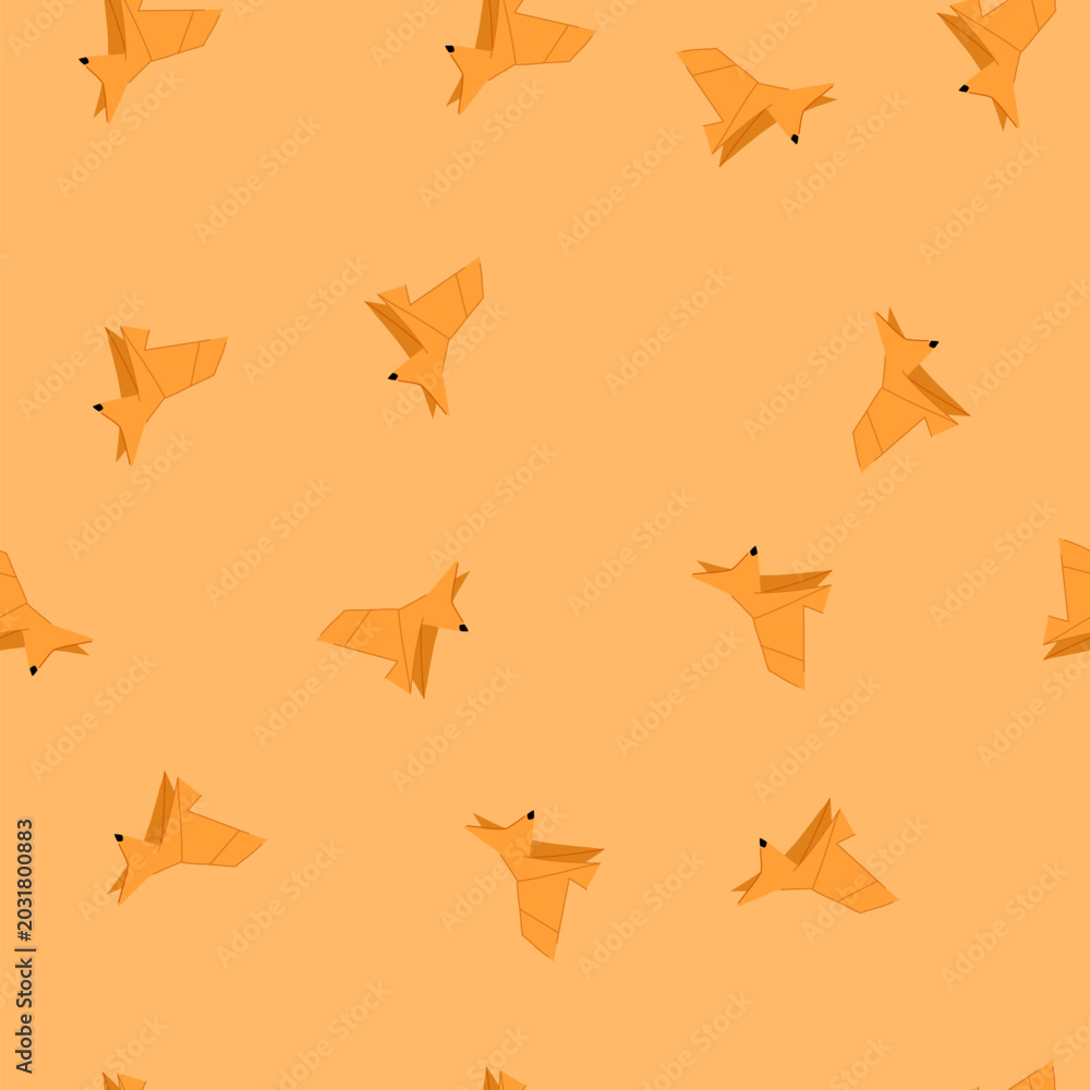 Naklejka premium pattern swan origami animals cartoon. butterfly dog, fish horse, bird fox swan origami animals sign. seamless vector illustration