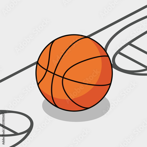 Quadro su tela Orange Basketball Ball with Black Lines.