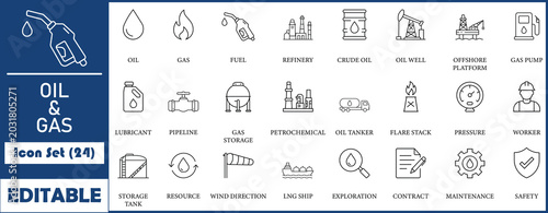 Tableau sur toile Oil and Gas icon set