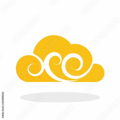 Stylized Yellow Cloud with Swirls