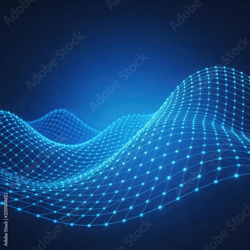 Blue glowing network wave, futuristic technology background