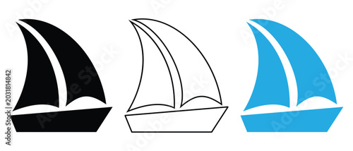 Fotografie Sailing boat vector icon, stroke illustration