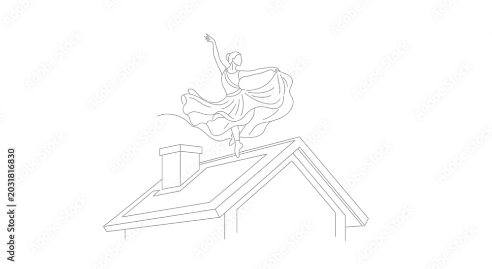 Fototapeta premium Ballet Dancer on Rooftop