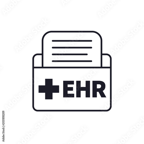 Electronic health record, patient files icon on white